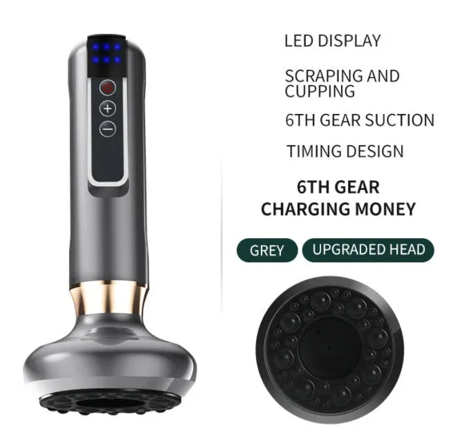 Green electric vacuum cupping massager with adjustable suction and infrared heating functions