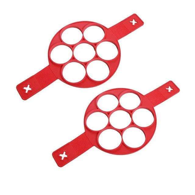 Red silicone non-stick pancake maker rings for uniform cooking results