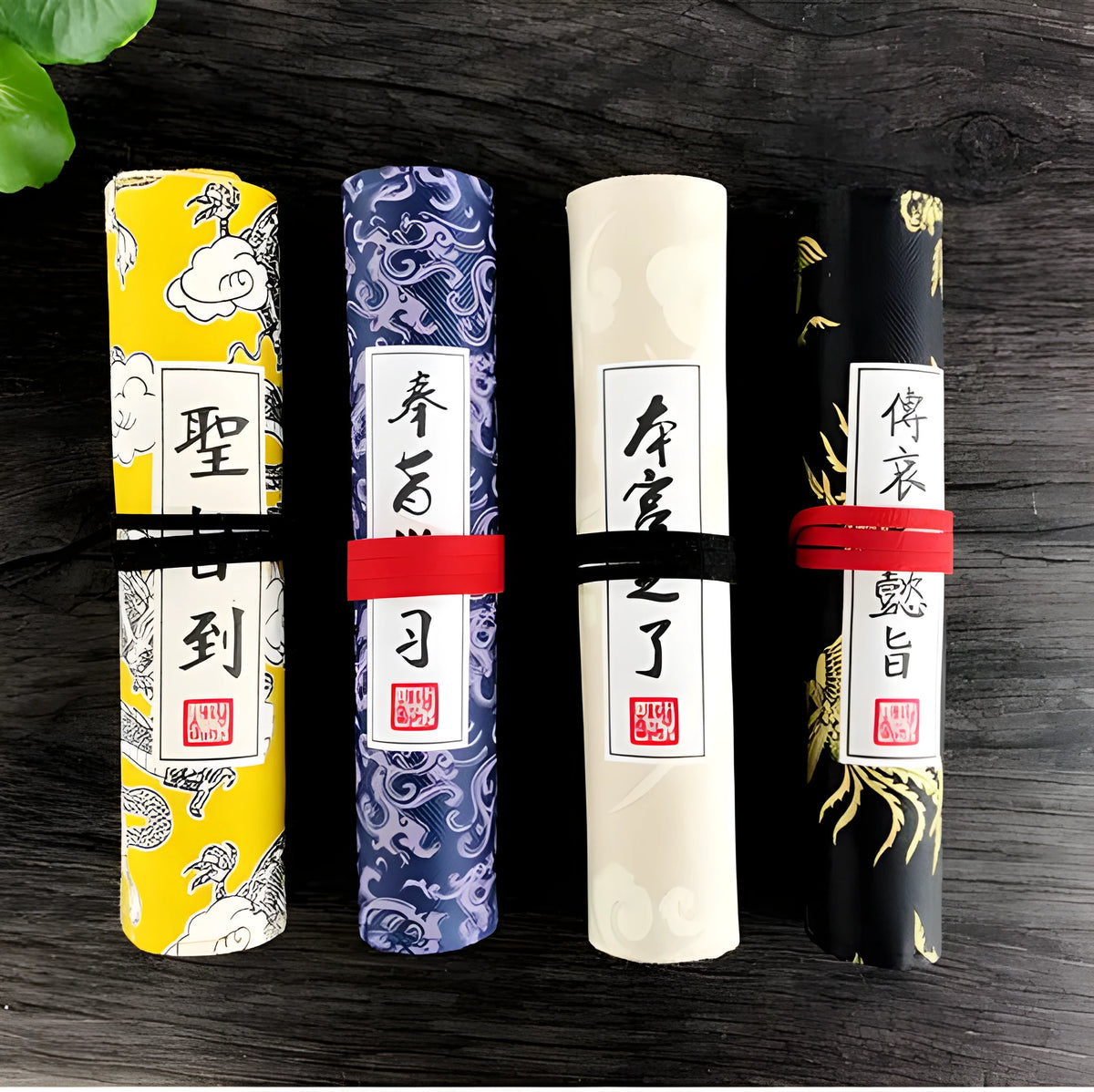 Oxford cloth student pencil case in black, blue, light yellow, or yellow, 28.5mm by 200mm