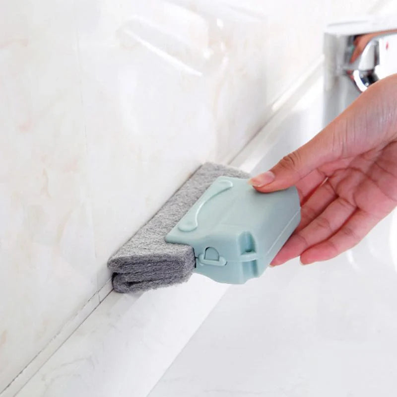 Creative Window Groove Cleaning Gap Brush Slot Cleaner with PP handle in beige, light grey, and blue