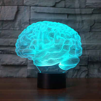 3D acrylic brain illusion LED lamp on black ABS base with remote control