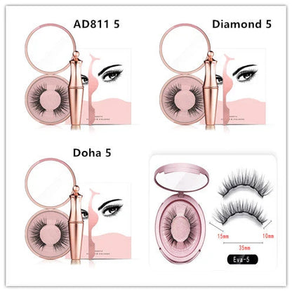 Magnetic Lash and Eyeliner Set with Premium Faux Mink Lashes, Magnetic Eyeliner, and Applicator Tools