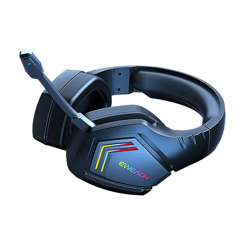Black RGB version wireless over-ear Bluetooth headset with noise cancellation