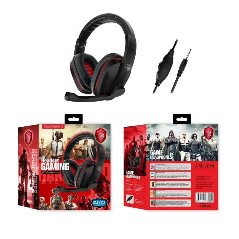 Black wired gaming headset with 40mm drivers and 6.3mm straight plug