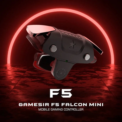 Black F5 Bluetooth mobile phone game controller showing compact 5 cm width design