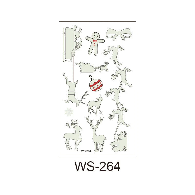 Glowing Christmas Santa Claus tattoo stickers in various festive designs