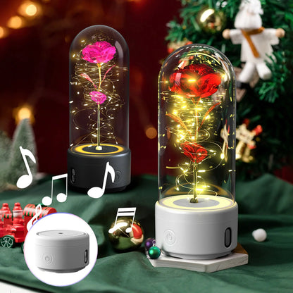 Elegant rose-themed LED light and Bluetooth speaker for romantic ambience and immersive audio experiences