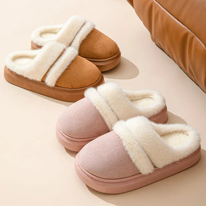 Cozy cotton slippers for women with plush lining, non-slip sole, and cartoon-inspired patterns in various colors