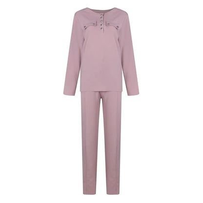Cozy two-piece loungewear set for women in solid colors, featuring a crewneck top and drawstring-waist pants