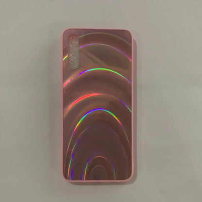 Rainbow mirror glitter phone case with slim-fit TPU PC acrylic back cover and precise cutouts