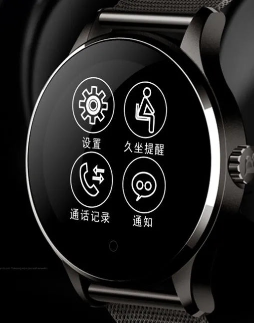 K88H smartwatch showing heart rate monitoring on 1.3-inch IPS screen with optional strap colours