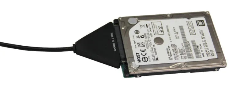 Black USB 3.0 to SATA 7+15 pin adapter cable for connecting 2.5 and 3.5 inch hard drives to a computer.