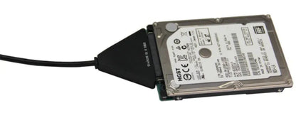 Black USB 3.0 to SATA 7+15 pin adapter cable for connecting 2.5 and 3.5 inch hard drives to a computer.
