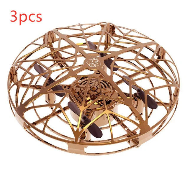 Futuristic mini drone helicopter with UFO-inspired design, automatic obstacle detection, and intuitive controls