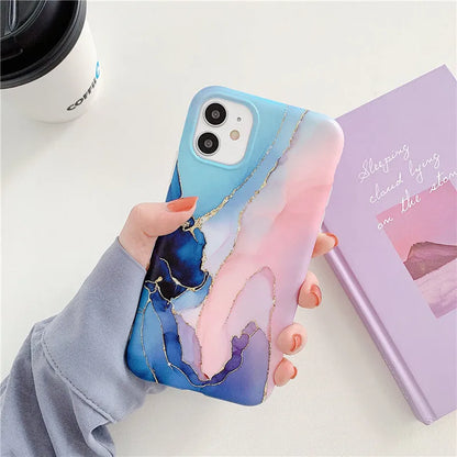Cartoon marble pattern TPU back cover case for iPhone in various colour options