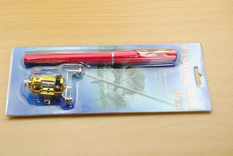 Telescopic drum pen rod fishing gear set for ice fishing in various colors