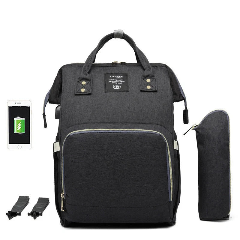 LEQUEEN Stylish Large Capacity Mummy Bag in various colors and styles, perfect for parents on the go.
