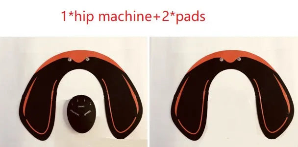 EMS hip muscle training stimulator with host unit and buttock patch for abdominal toning and buttock lifting