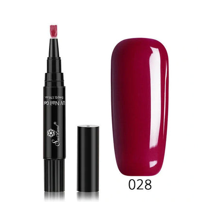 3-in-1 Gel Nail Varnish Pen with Glitter for One-Step Nail Art