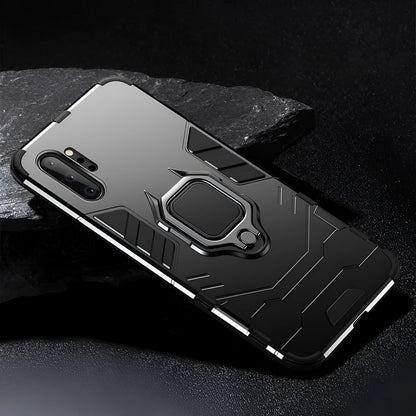 Iron Man magnetic phone case for Samsung Galaxy phones in black, blue, and red colours on a plain background.