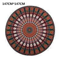Printed round beach towels and yoga mat set for outdoor relaxation and exercise