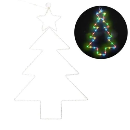 Wrought iron Christmas tree shaped LED garland lights with white birch colour and 40 LED beads