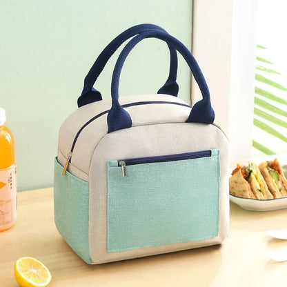Aluminium foil laminated lunch insulation bag in waterproof Oxford cloth showing blue colour option