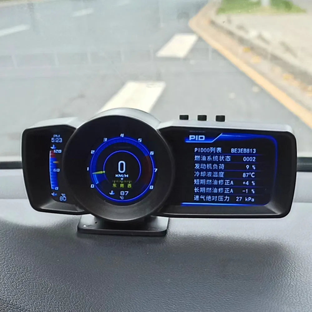 A600 OBDII driving computer with colour display showing vehicle data, GPS and BeiDou support