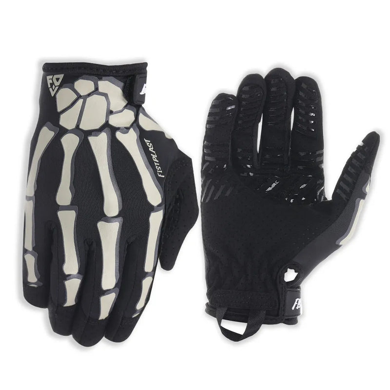 Skull Luminous Outdoor Non-Slip Wear-Resistant Full Finger Touch Screen Riding Gloves in Ice Silk Polyester with Sizes S-XXL for Summer Cycling and Touchscreen Use