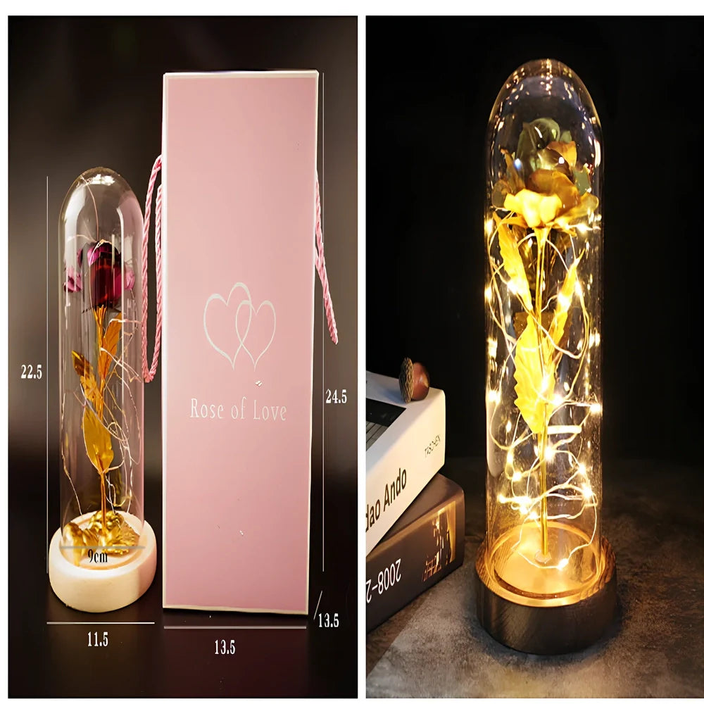 Little Prince Rose Glass Cover with 20cm diameter dome protecting plastic flower arrangement