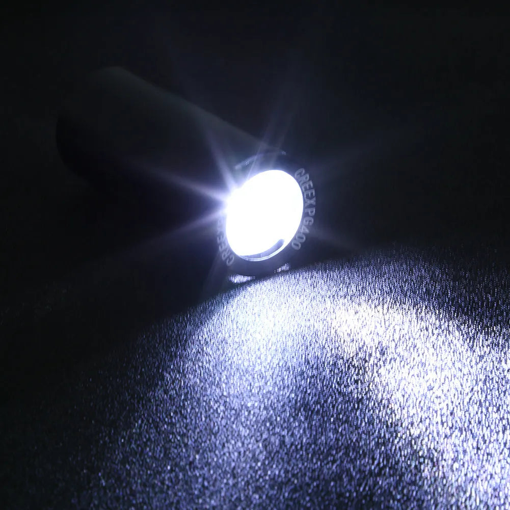 Black USB rechargeable bicycle front light showing 350 lumen output