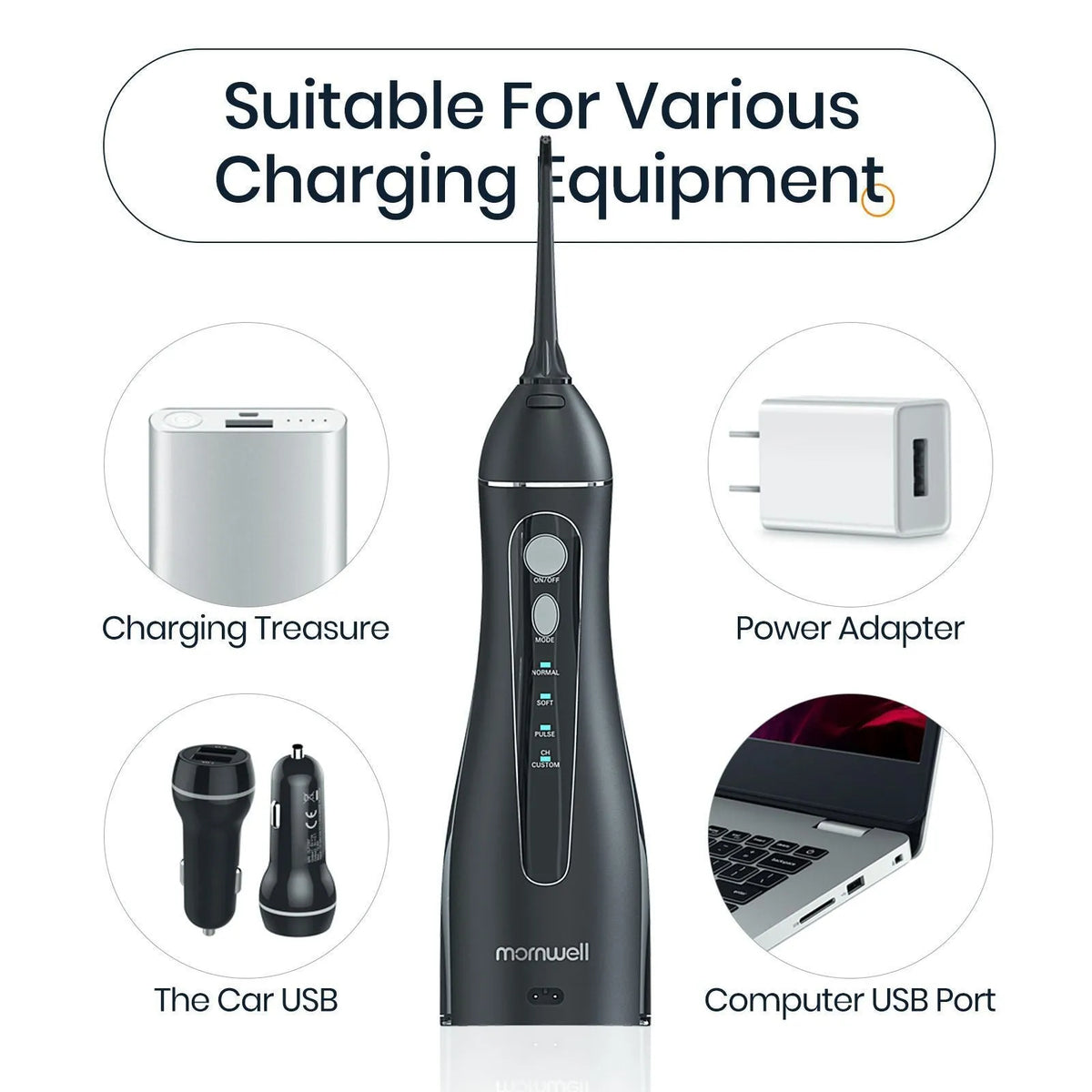 Black Prooral portable oral irrigator water pick with 300mL tank