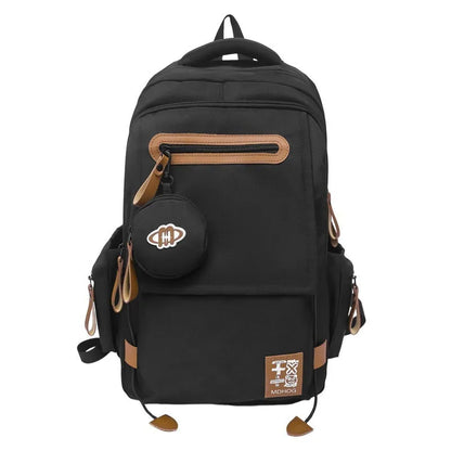 Large capacity waterproof nylon leisure travel backpack with contrast stitching in multiple colour options