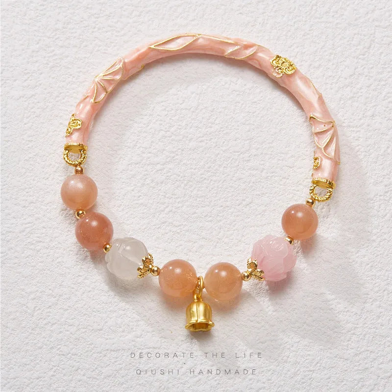 Half-life Liangyuan lily jade half bracelet with sunstone material and adjustable lace closure