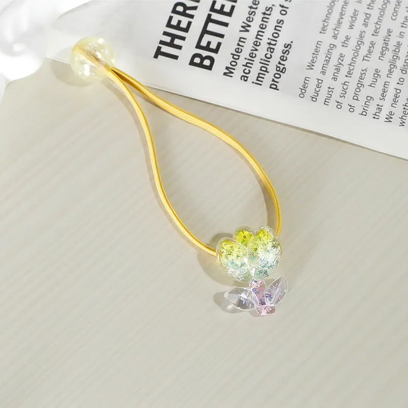 Tulip decorated gradient colour rubber band hair band in nylon fabric