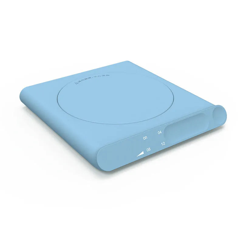 Touch the Warm mechanical USB heating cup pad with 2-hour timer function and adjustable temperature control, powered by 5V/10W USB connection, available in pink or white colours for keeping beverages warm on desks and tables