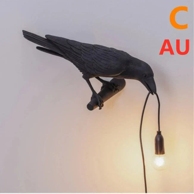 Creative Auspicious Bird Resin Wall Lamp Decoration in white or black