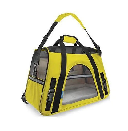 Breathable portable pet strap handbag in oxford cloth and nylon mesh for small dogs and cats, available in 11 colours.