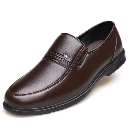 Men's leather business casual shoes with rubber sole in black and brown