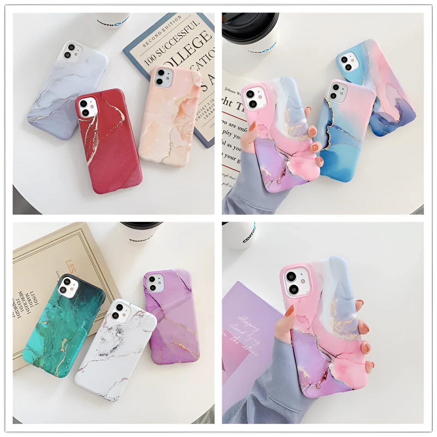Cartoon marble pattern TPU back cover case for iPhone in various colour options