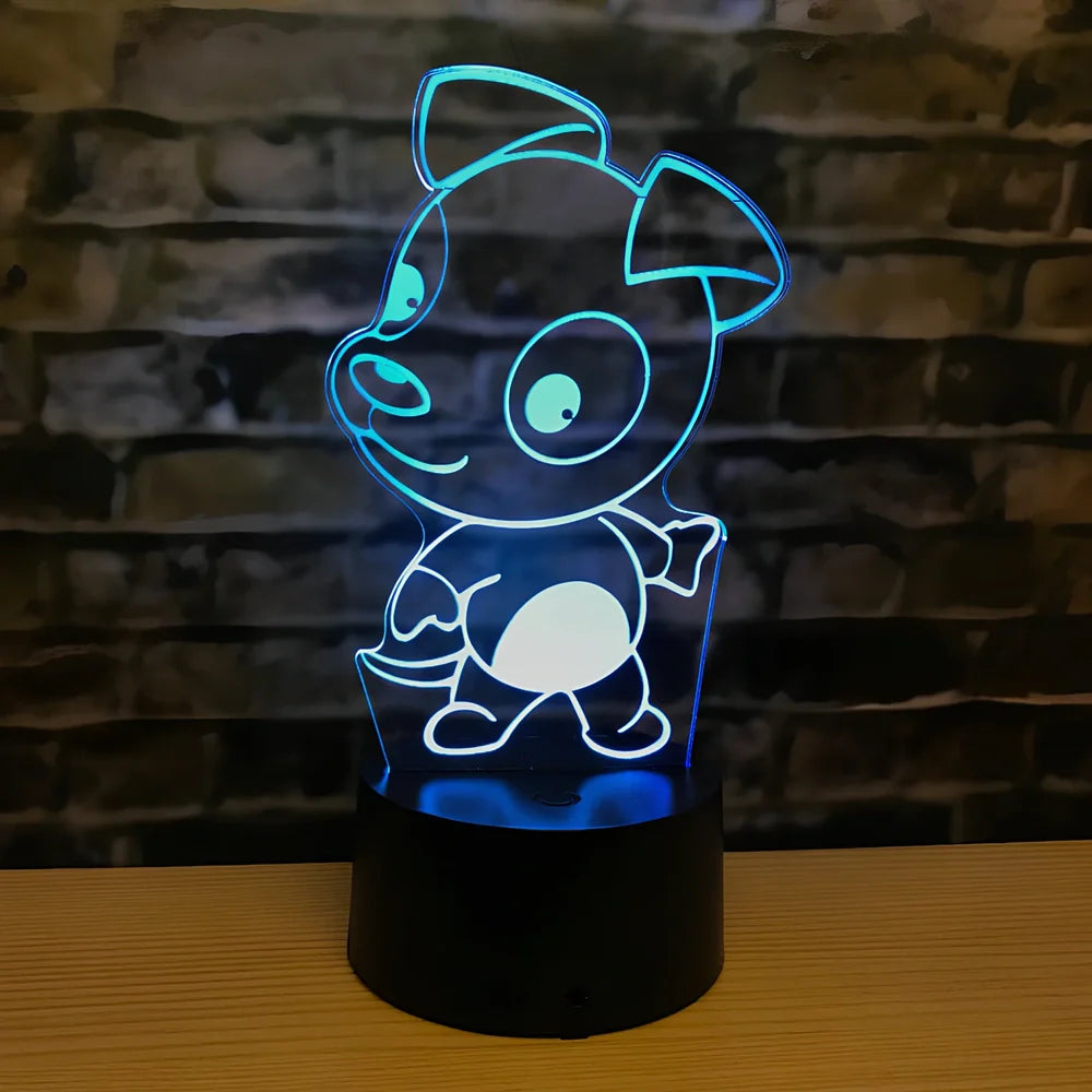 Zodiac LED night light in ox model on ABS base, showing touch-activated seven colours and 87x87x41mm dimensions