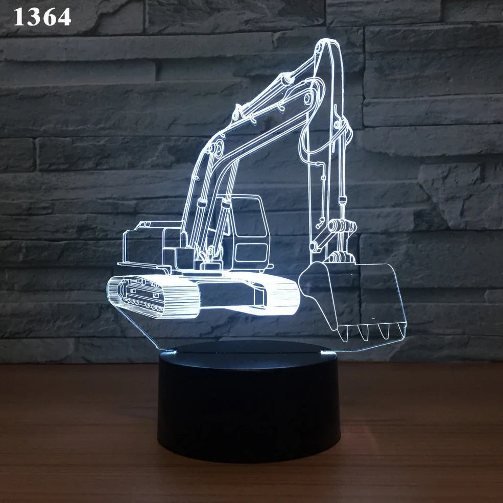 3D night light with touch control showing seven colour options and European design on 85mm base