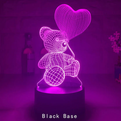 3D acrylic teddy bear LED night light with 16 colour options and remote control