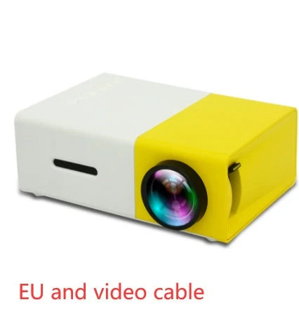 Compact 1080p HD home cinema projector with versatile connectivity and adjustable display settings