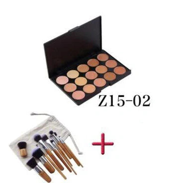 11 makeup brushes and 15-colour eyeshadow palette in velvet pouch for contouring and eye looks