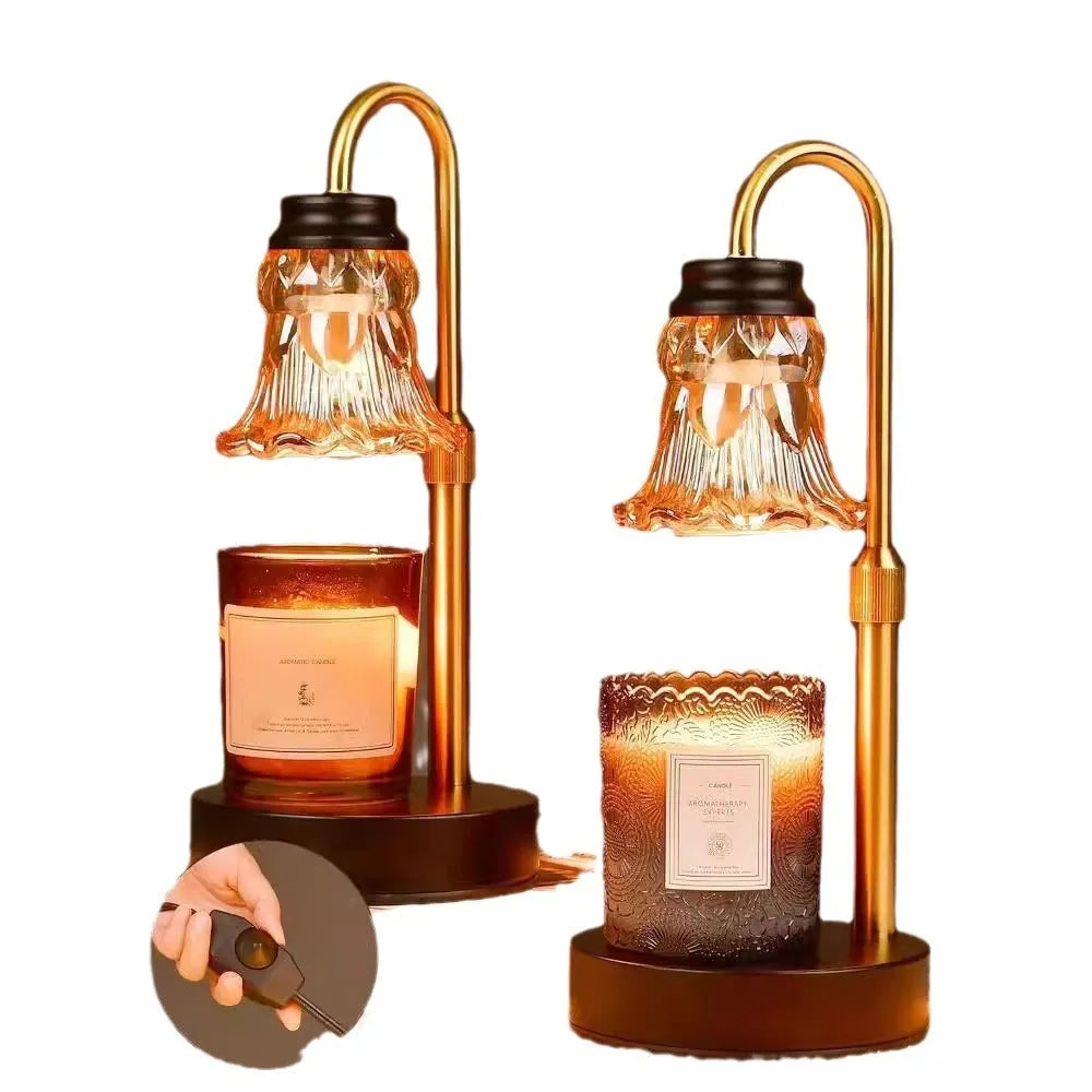 Bamboo lamp holder aromatherapy wax melting lamp with lifting mechanism at 30.5cm height