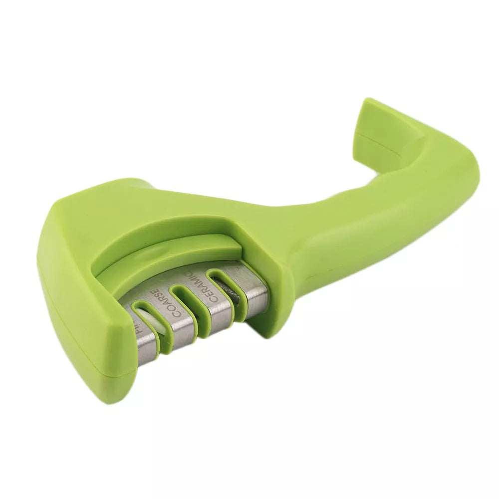 Professional knife sharpener with three-level sharpening system and anti-slip base