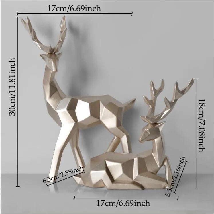 Resin deer statue in simple modern style for home decor table ornament