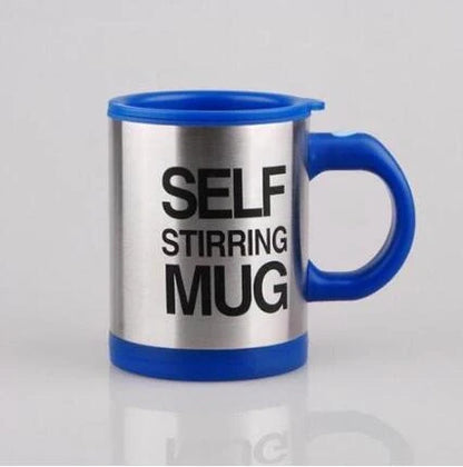 Self-stirring magnetic mug in stainless steel with food-grade PP plastic lid