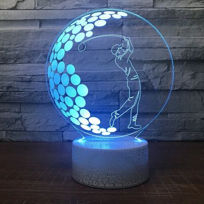 3D acrylic night light in black or crack design with touch and remote control, 3W LED for home corridors